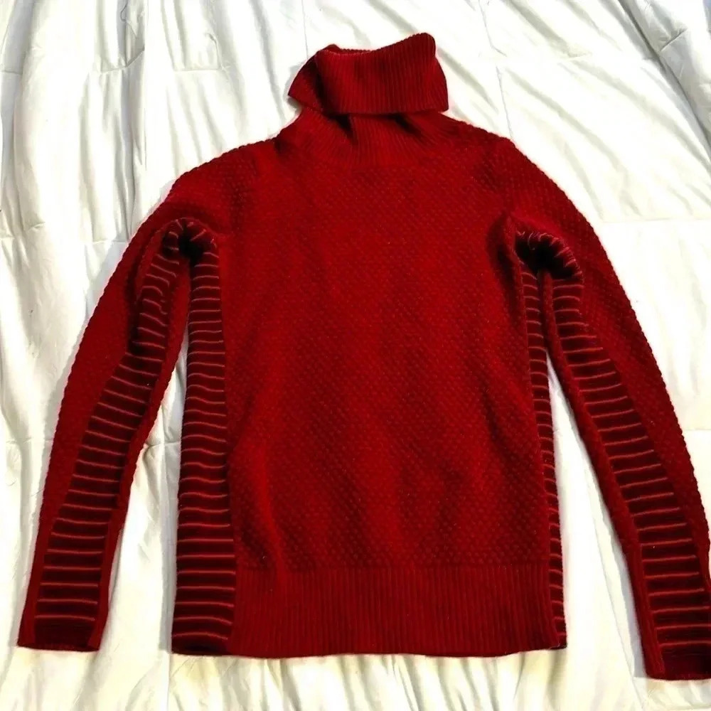 Athleta Marina Chianti Merino Wool Turtleneck Textured Sweater